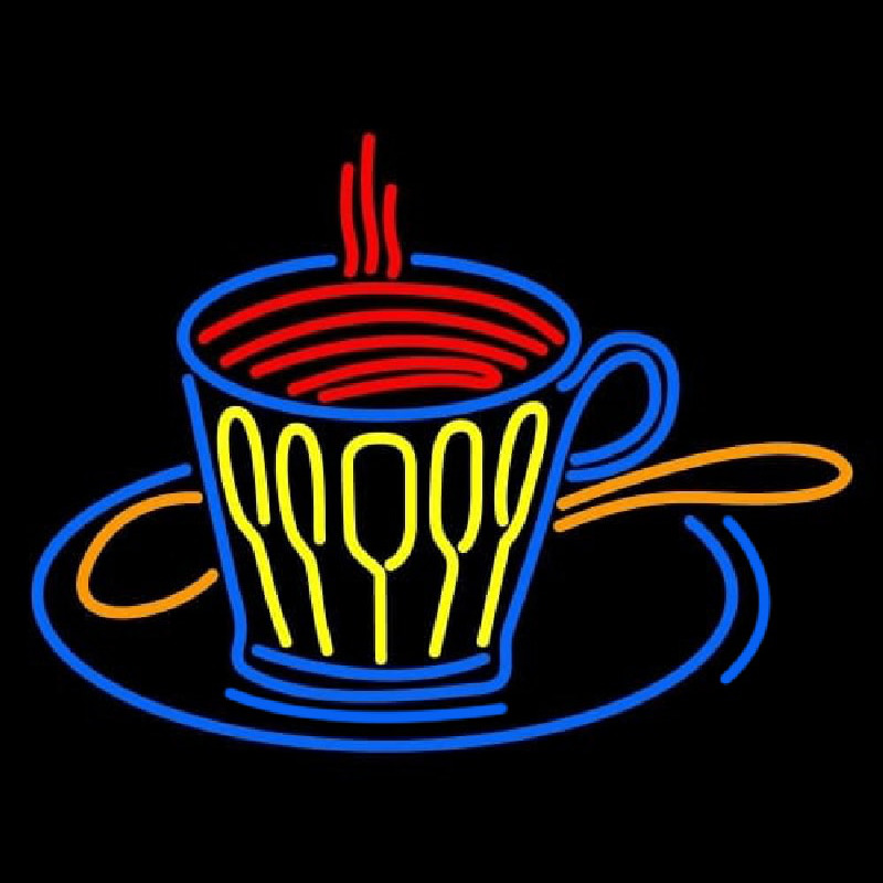 Coffee Cup With Spoon Neon Skilt
