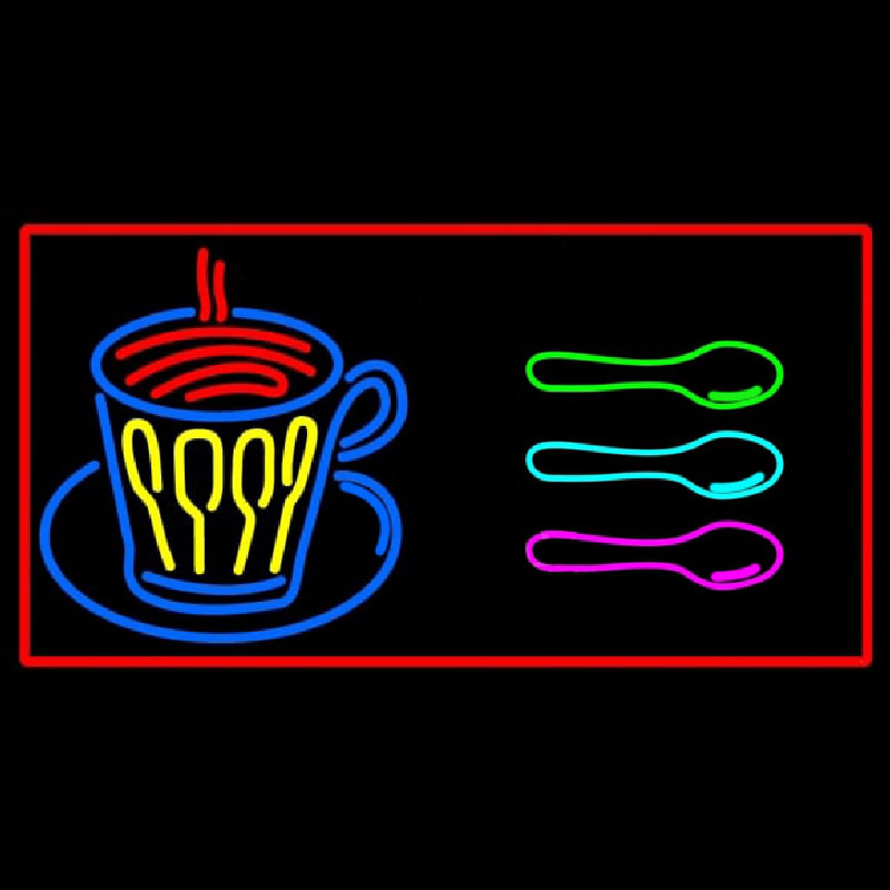 Coffee Glass With Spoon Neon Skilt