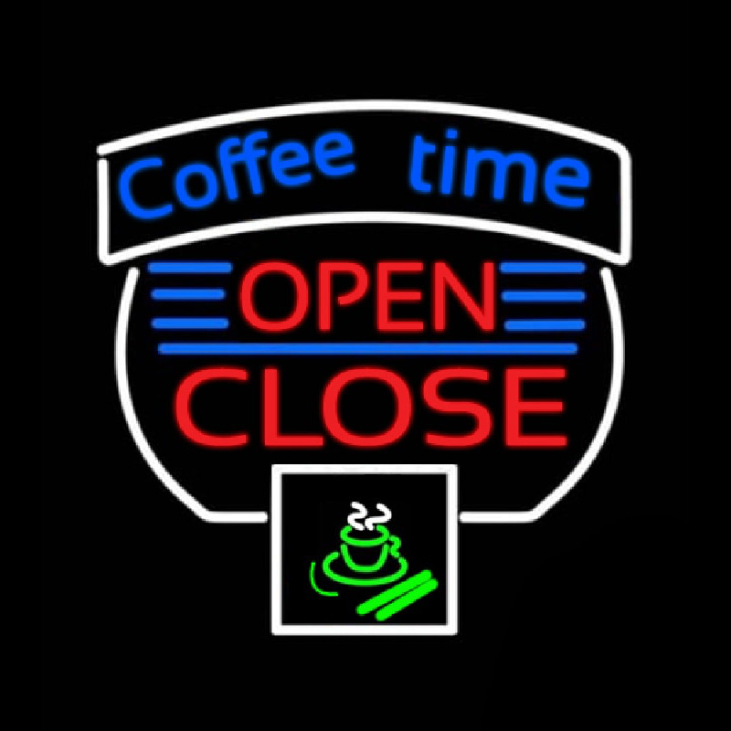 Coffee Time Open Close Neon Skilt