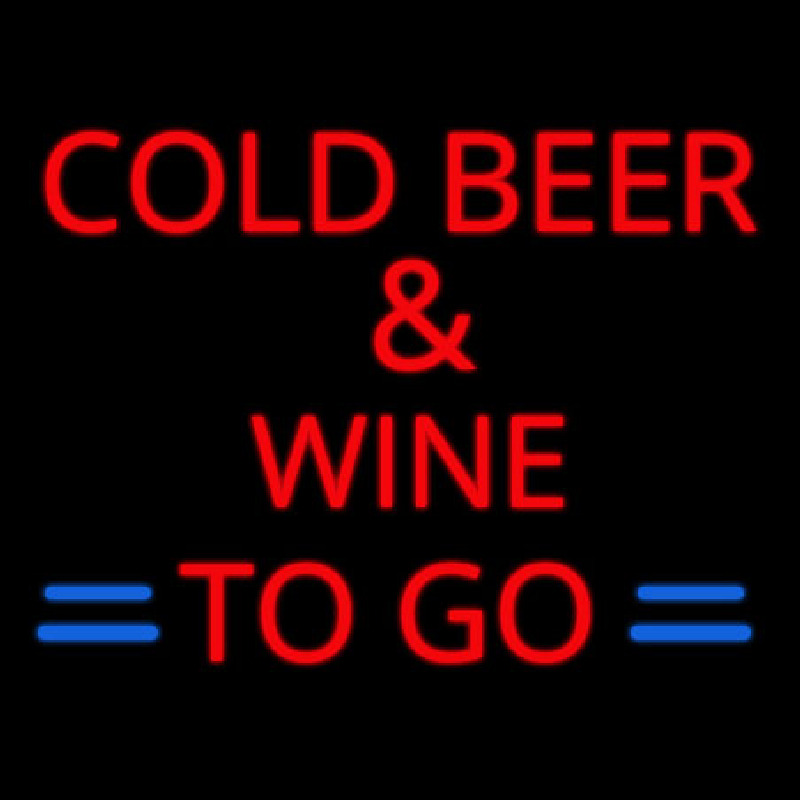 Cold Beer And Wine To Go Neon Skilt