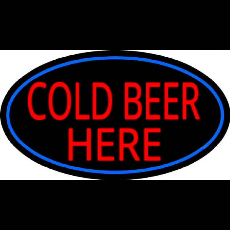 Cold Beer Here With Blue Border Neon Skilt