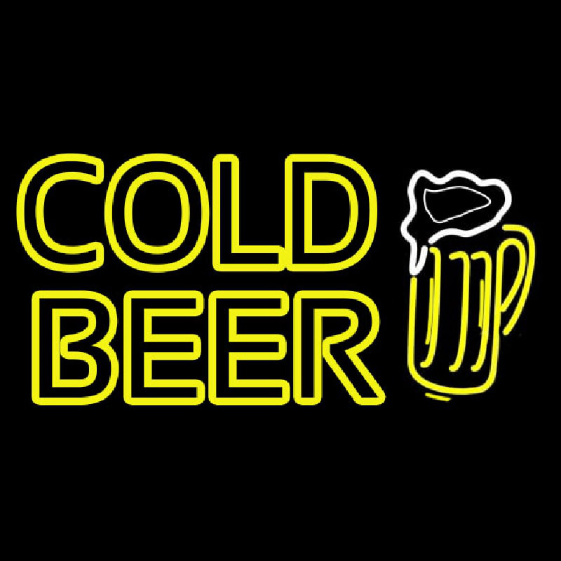 Cold Beer With Beer Mug Neon Skilt