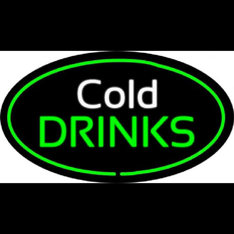 Cold Drinks Oval Green Neon Skilt