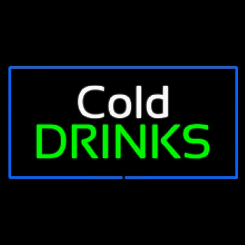 Cold Drinks Rectangle Blue Neon Skilt