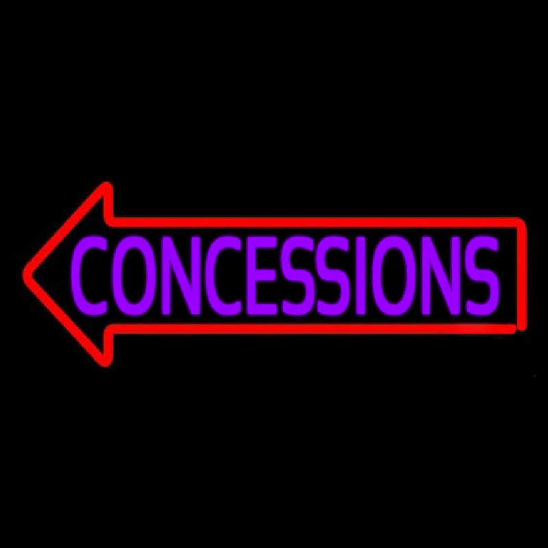 Concessions With Red Arrow Neon Skilt