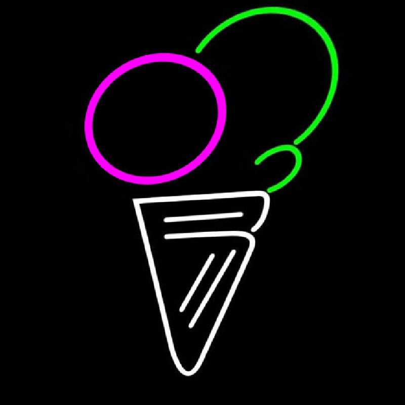 Cone Multicolored Ice Cream Neon Skilt