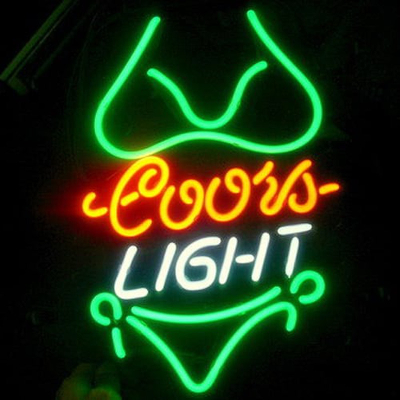 Coors Green Bikini Øl Bar Åben Neon Skilt