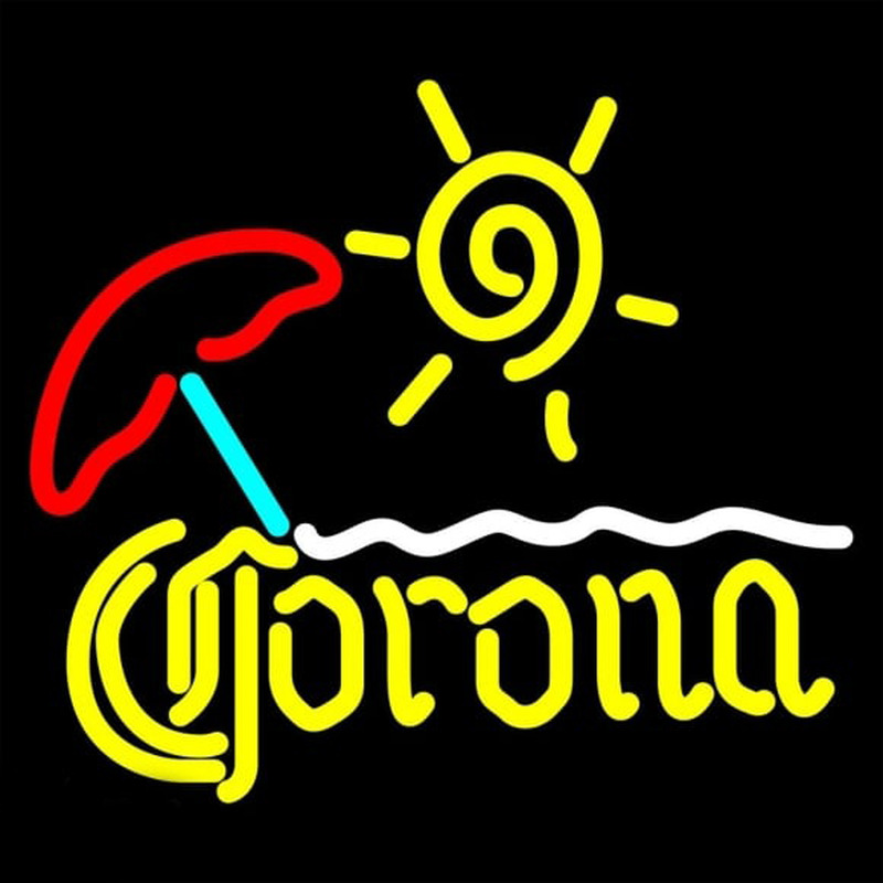 Corona Beach Sun Umbrella On Sand Beer Sign Neon Skilt