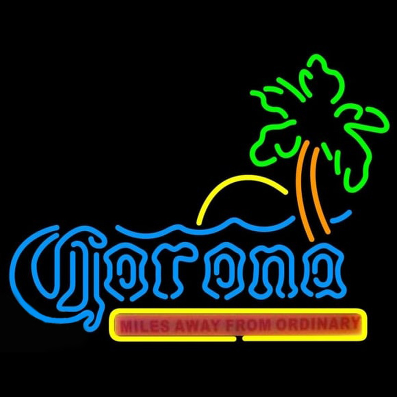 Corona Beach Sunset Tree Beer Sign Neon Skilt