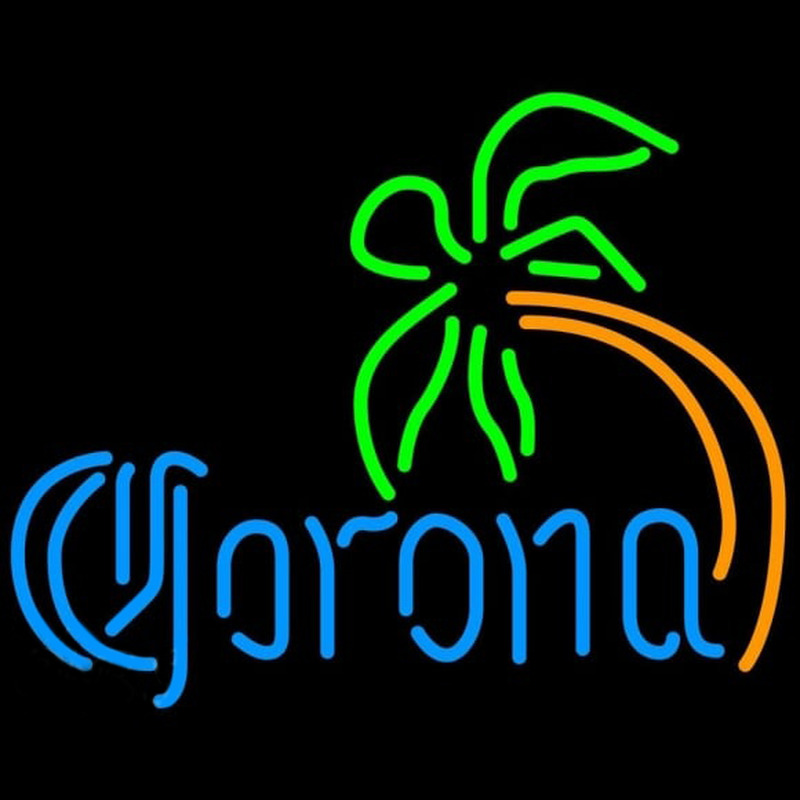 Corona Curved Palm Tree Beer Sign Neon Skilt