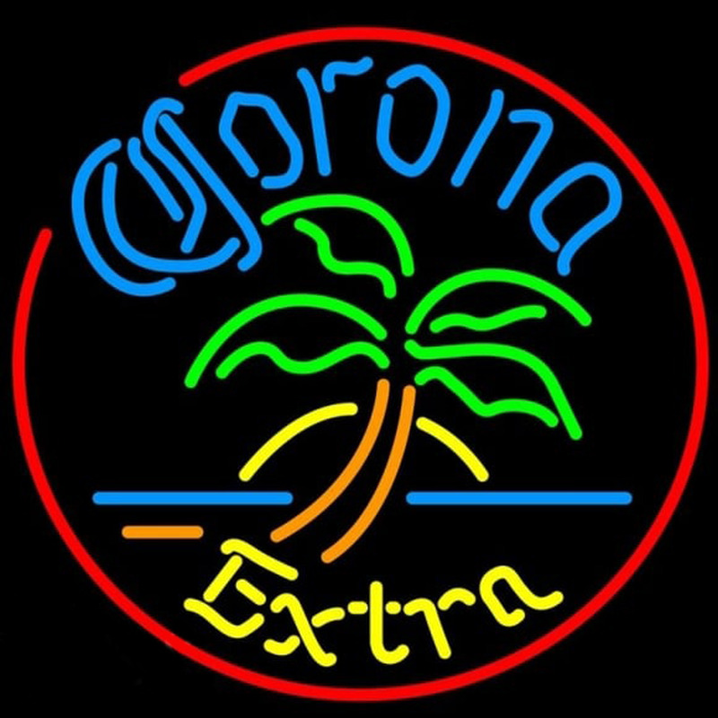 Corona E tra Circle Palm Tree Beer Sign Neon Skilt