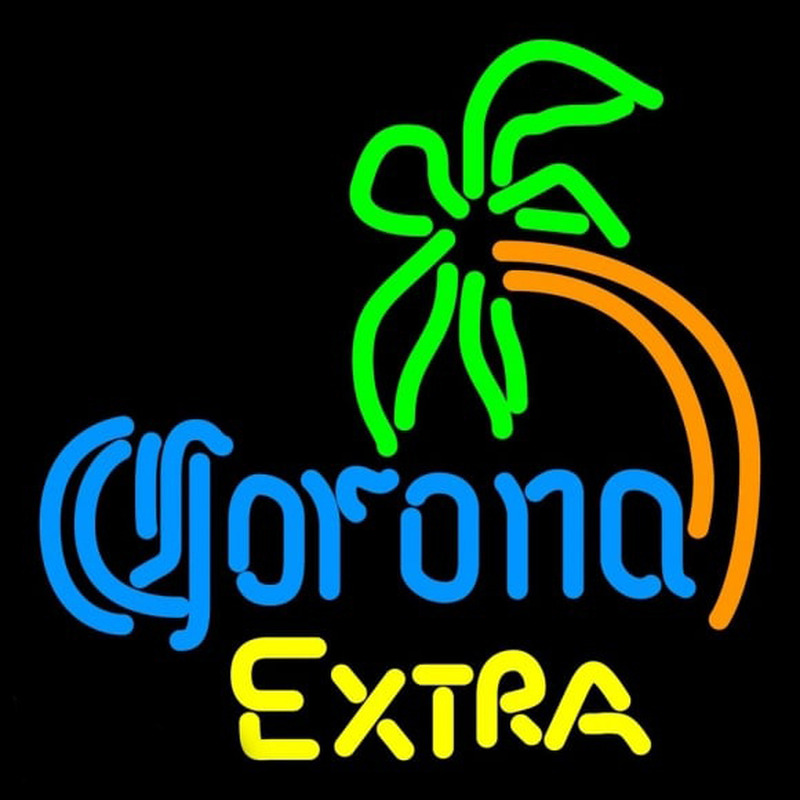 Corona E tra Curved Palm Tree Beer Sign Neon Skilt
