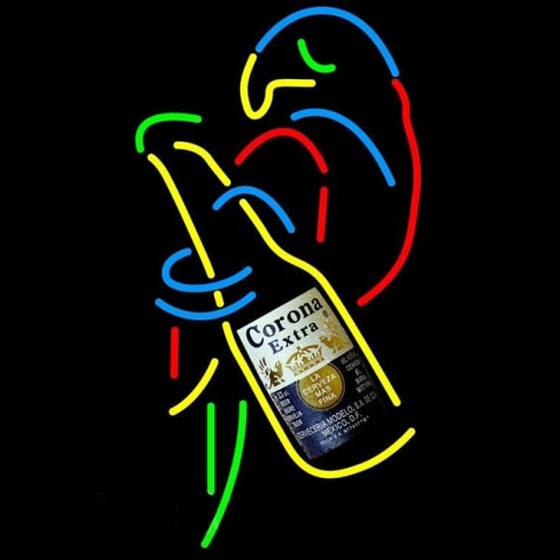 Corona E tra Parrot With Bottle Beer Sign Neon Skilt