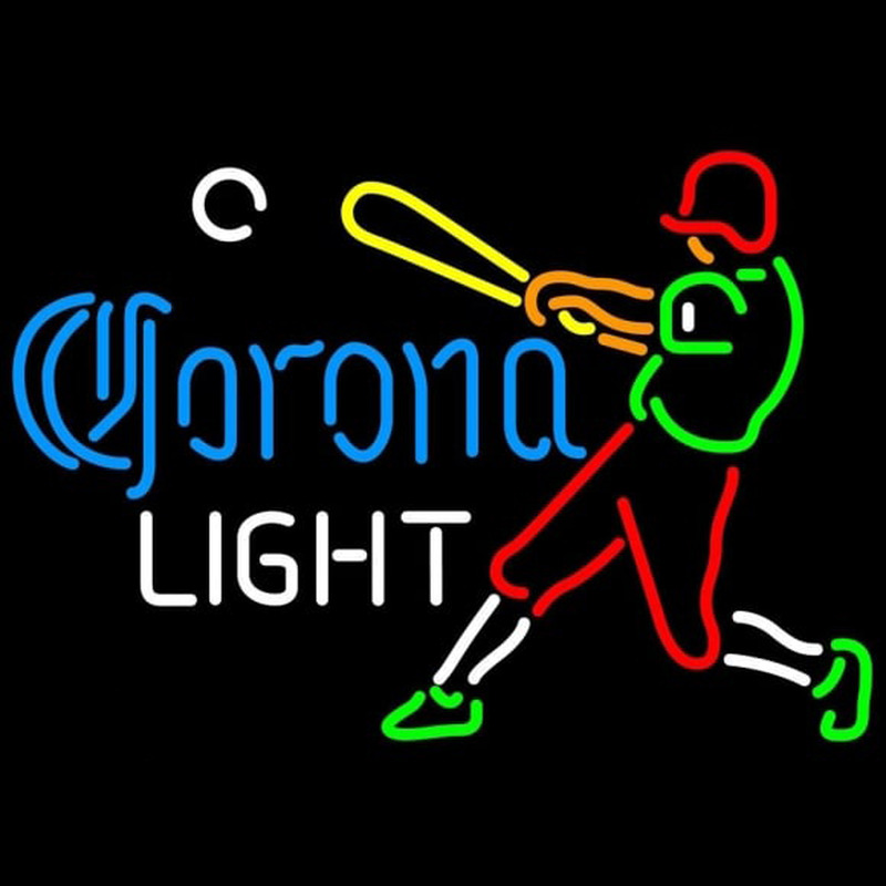 Corona Light Baseball Player Beer Sign Neon Skilt