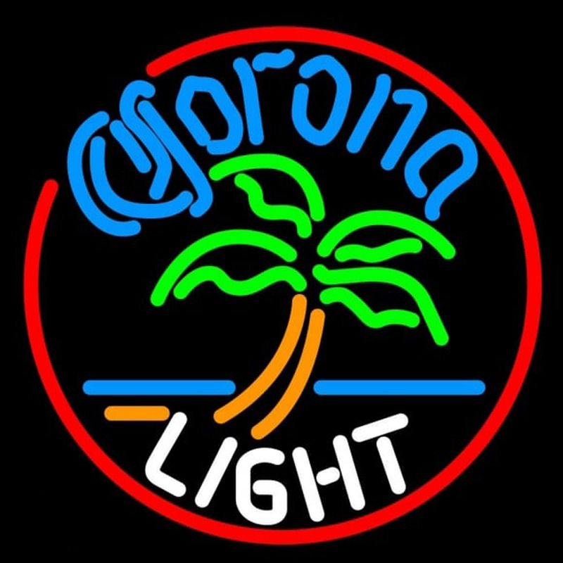 Corona Light Circle Palm Tree Beer Sign Neon Skilt