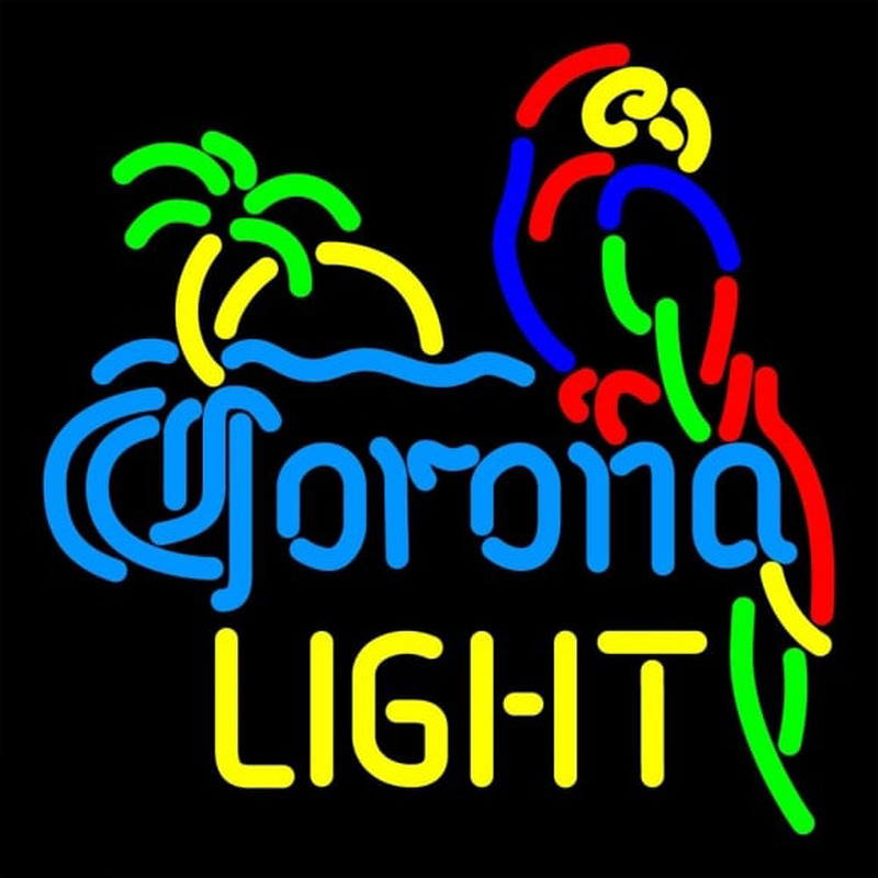 Corona Light Parrot With Palm Beer Sign Neon Skilt