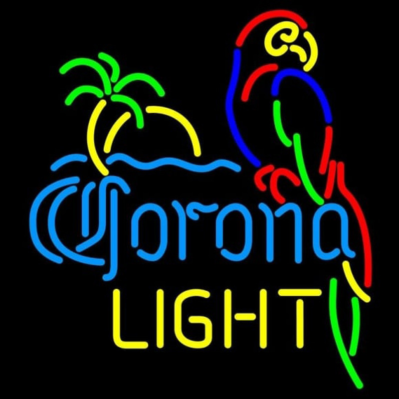 Corona Light Parrot with Palm Beer Sign Neon Skilt