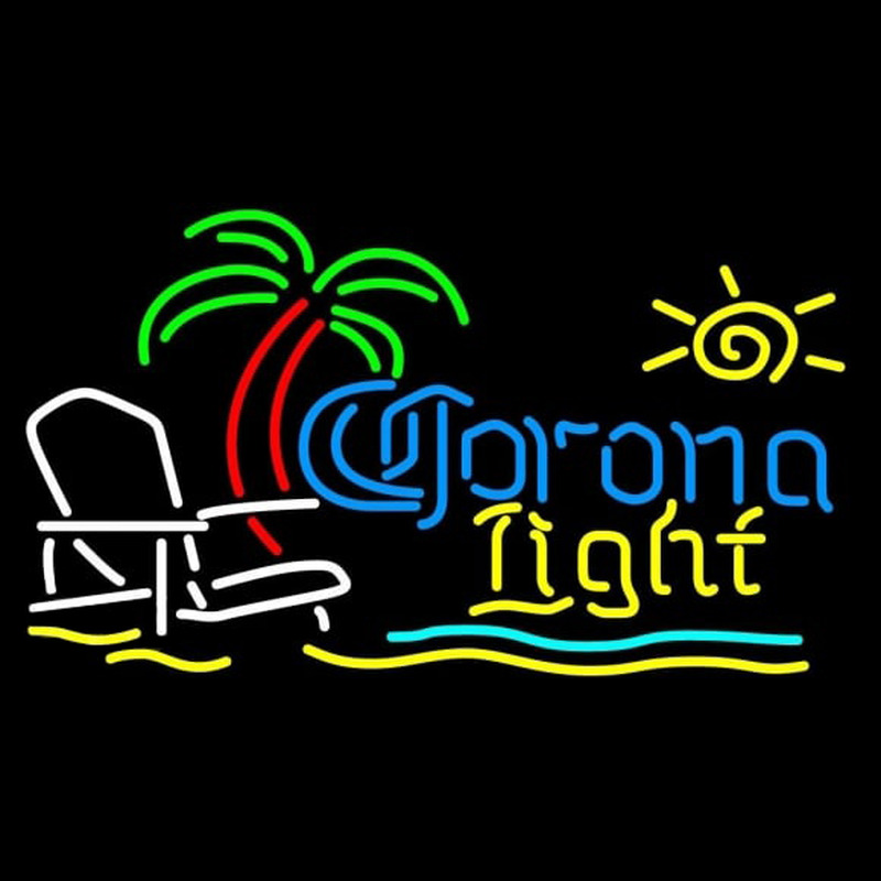 Corona Light Sun Beach Chair Fishing Beer Sign Neon Skilt