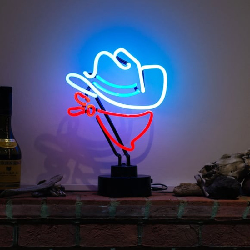 Cowboy Blue Hat Desktop Neon Skilt
