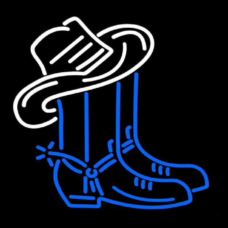 Cowboy Boots Logo Block Neon Skilt