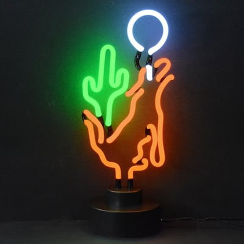 Coyote Moon Cactus Desktop Neon Skilt