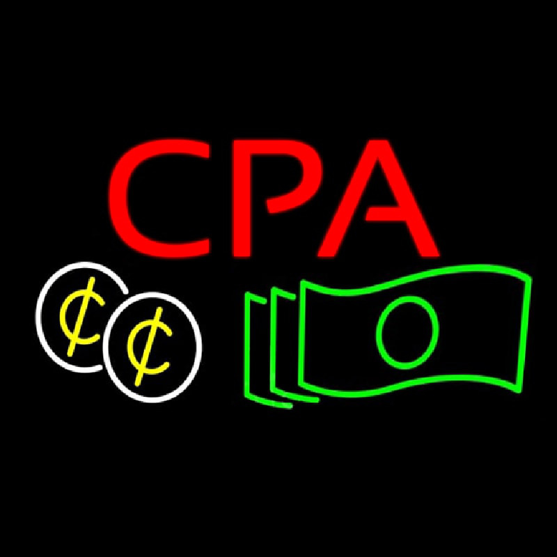 Cpa Dollars And Cents Red Neon Skilt