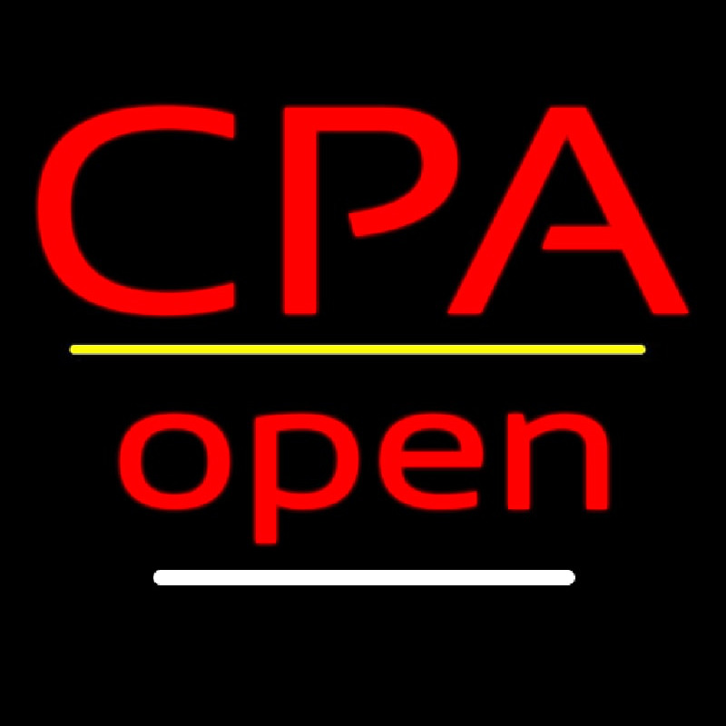 Cpa Open Yellow Line Neon Skilt