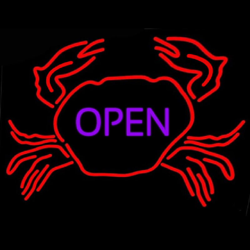 Crab Open 1 Neon Skilt