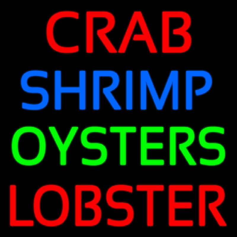 Crab Shrimp Lobster Oyster Neon Skilt