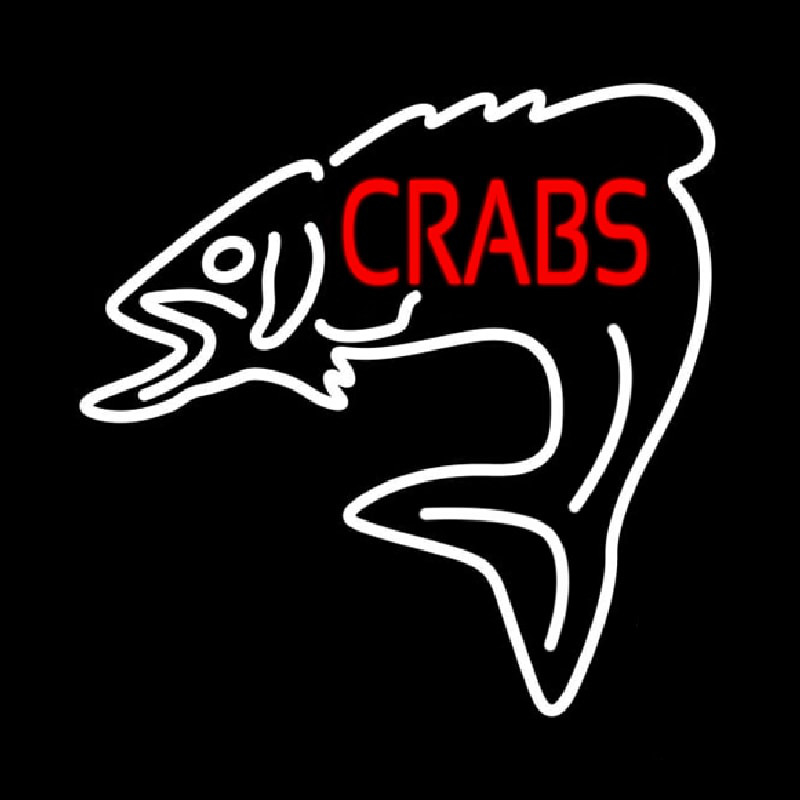 Crabs With Fish Logo Neon Skilt