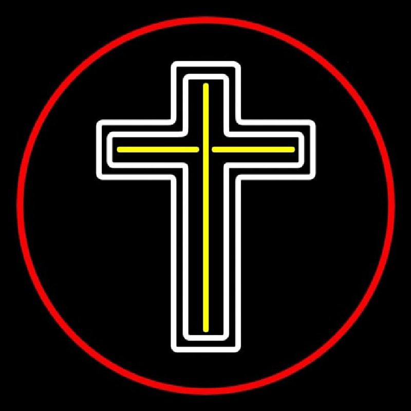 Cross Red Border Neon Skilt