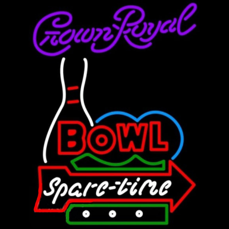 Crown Royal Bowling Spare Time Beer Sign Neon Skilt