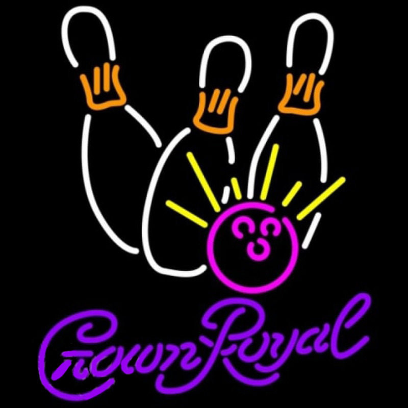 Crown Royal Bowling White Pink Beer Sign Neon Skilt