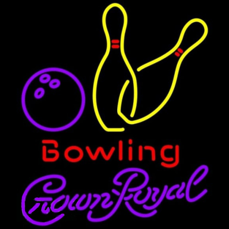 Crown Royal Bowling Yellow Beer Sign Neon Skilt