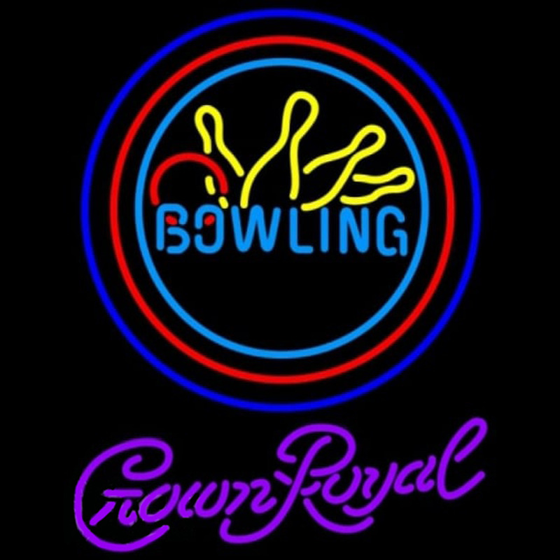 Crown Royal Bowling Yellow Blue Beer Sign Neon Skilt