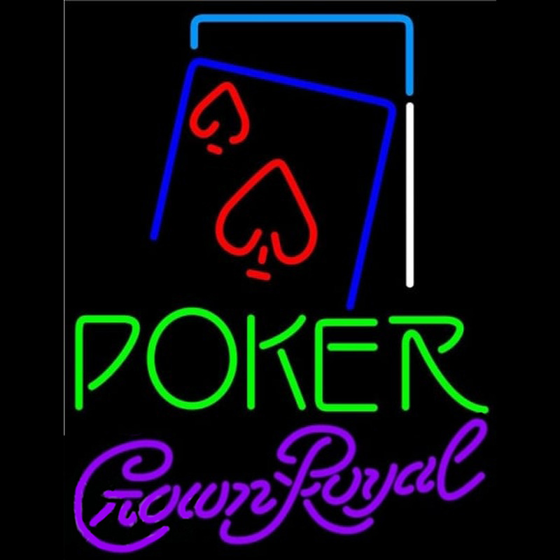 Crown Royal Green Poker Red Heart Beer Sign Neon Skilt