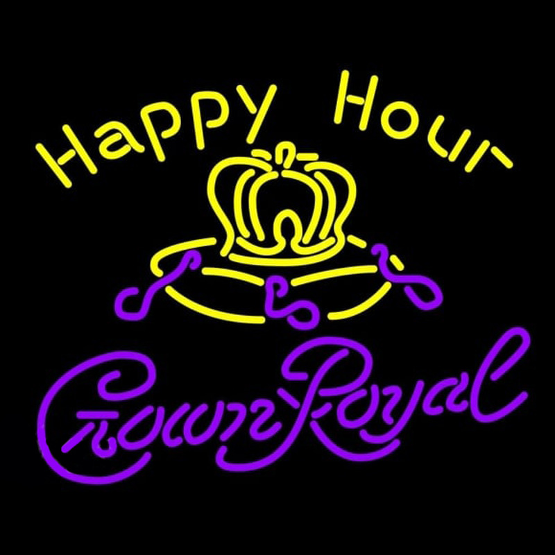 Crown Royal Happy Hour Beer Sign Neon Skilt