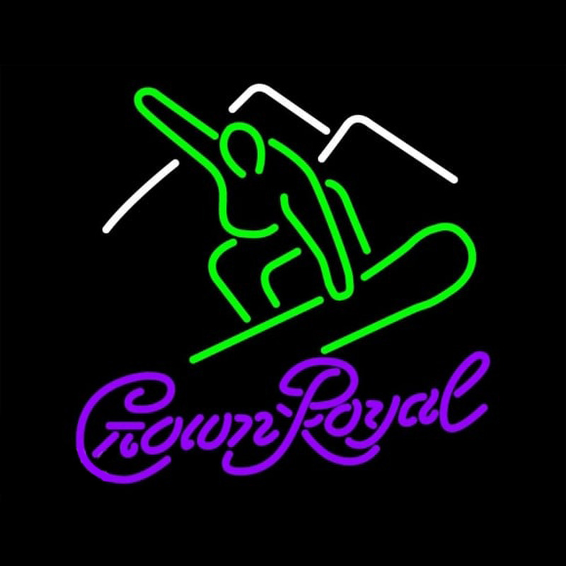 Crown Royal Logo Surfboard Beer Sign Neon Skilt