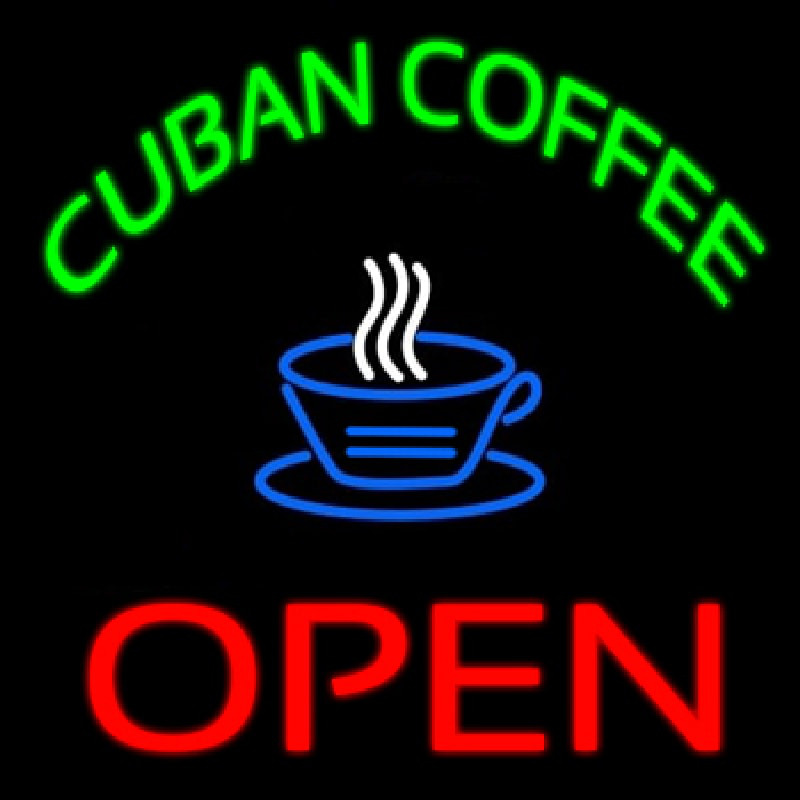 Cuban Coffee Red Open Logo Neon Skilt