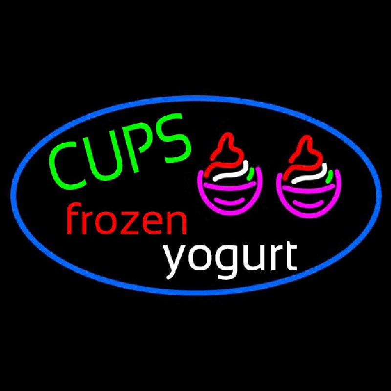 Cups Frozen Yogurt Neon Skilt
