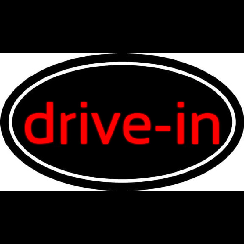 Cursive Drive In With Border Neon Skilt