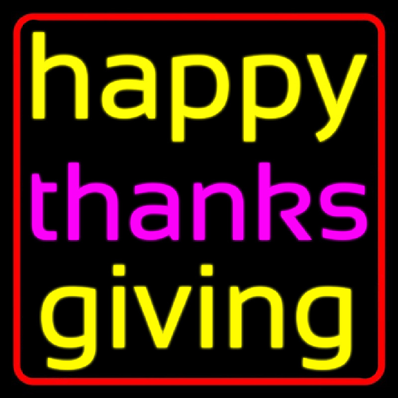 Cursive Happy Thanksgiving 2 Neon Skilt