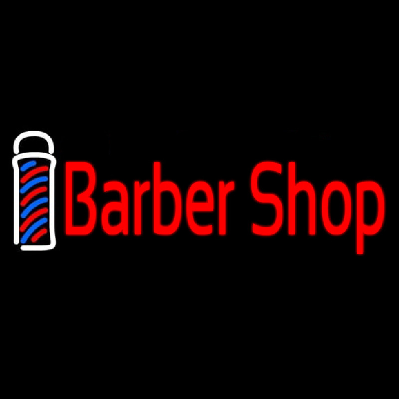 Cursive Red Barber Shop Neon Skilt