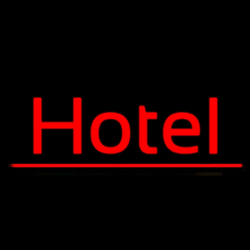 Cursive Red Hotel Neon Skilt