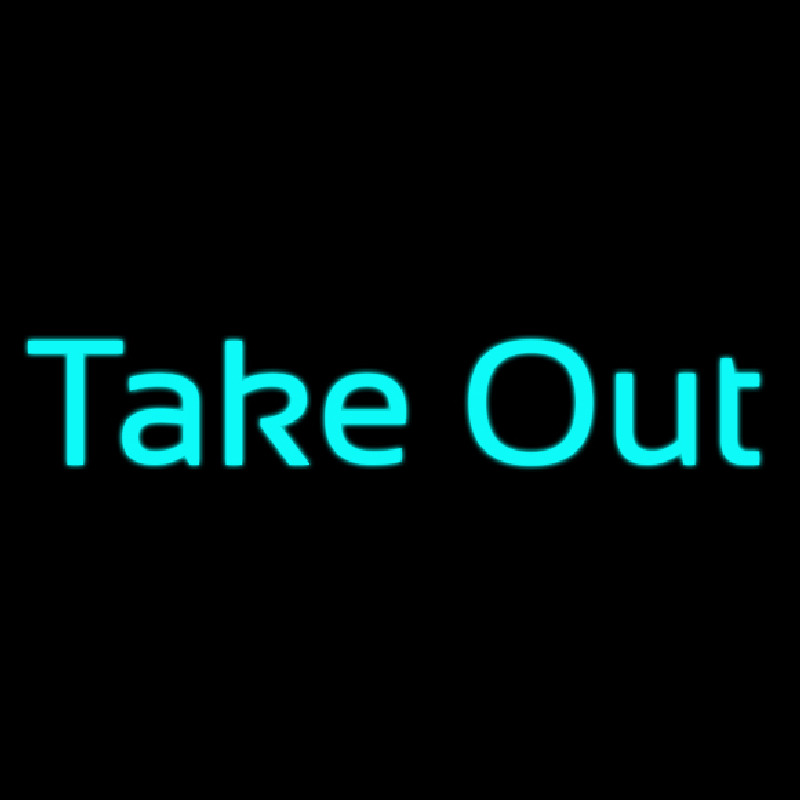 Cursive Take Out Neon Skilt