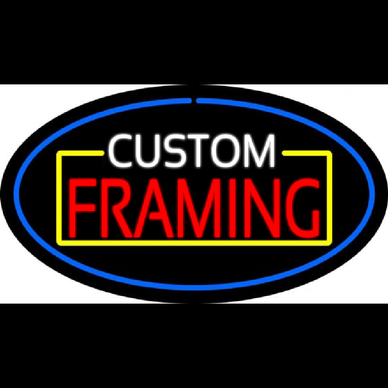 Custom Framing Blue Oval Neon Skilt