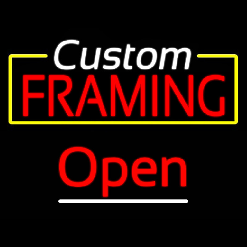 Custom Framing Yellow Border Open Neon Skilt