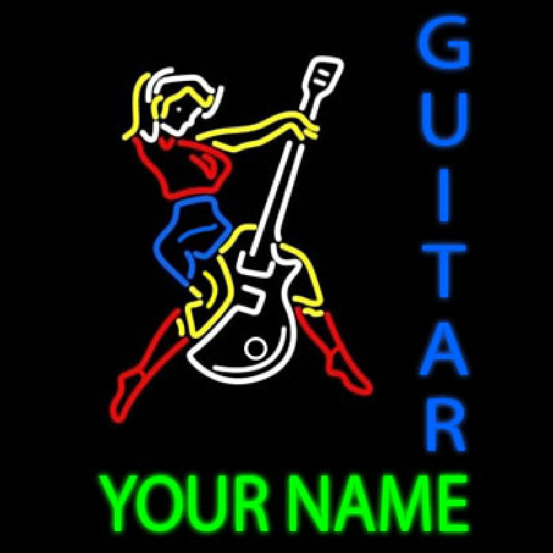 Custom Guitar Logo And Blue Guitar Neon Skilt