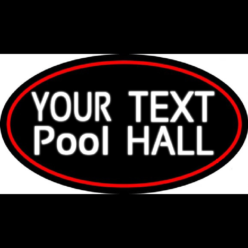 Custom Pool Hall Oval With Red Border Neon Skilt