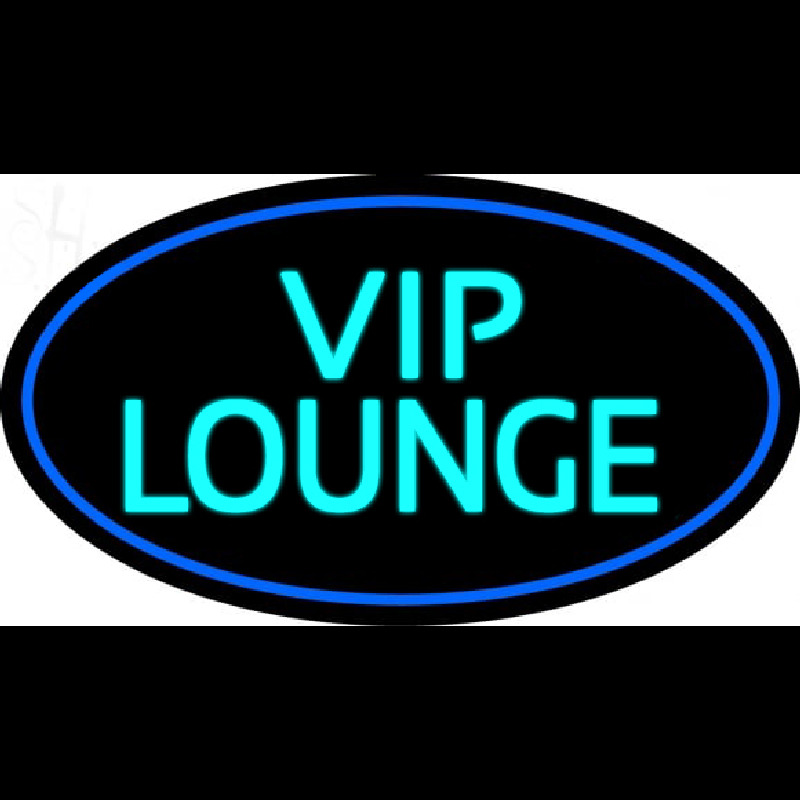 Custom Turquoise Vip Lounge Oval With Blue Border Neon Skilt